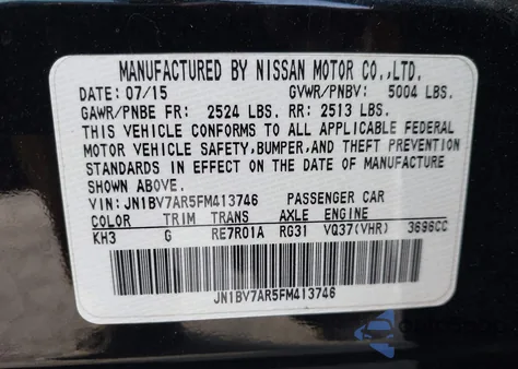 2015 Infiniti Q50 Sport из США, поврежденный, VIN JN1BV7AR5FM413746